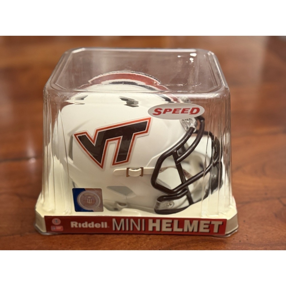 Riddell NCAA Virginia Tech Hokies Speed Mini Football Helmet Matte White NEW